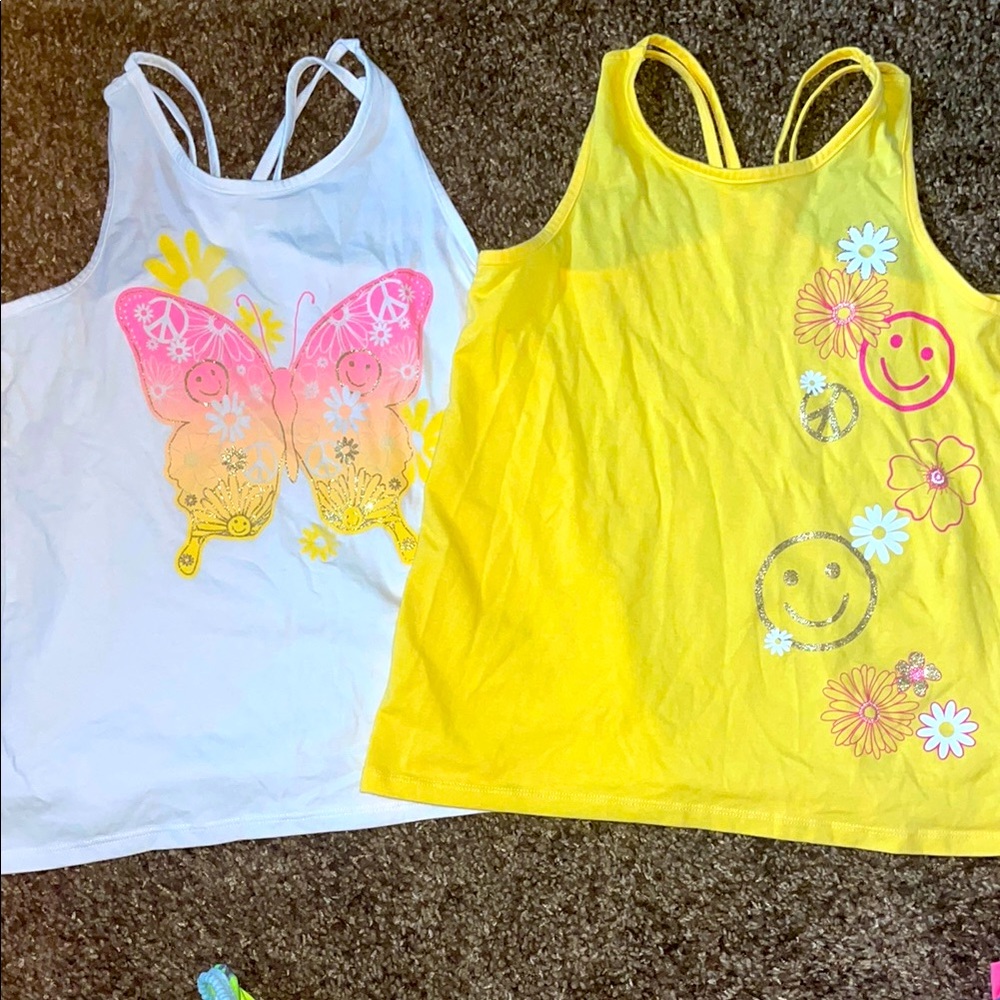 Kids' Yellow and White Graphic Tank Tops